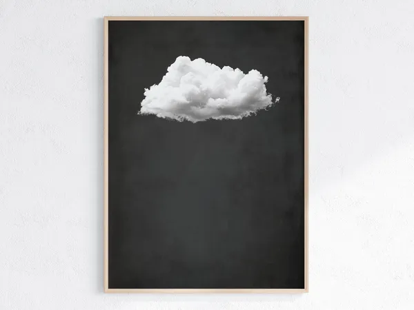 Dark Grey Cloud Abstract Wall Art Print, Vintage