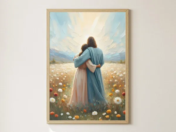 Moments Of Grace Jesus Hugging Woman Art Print