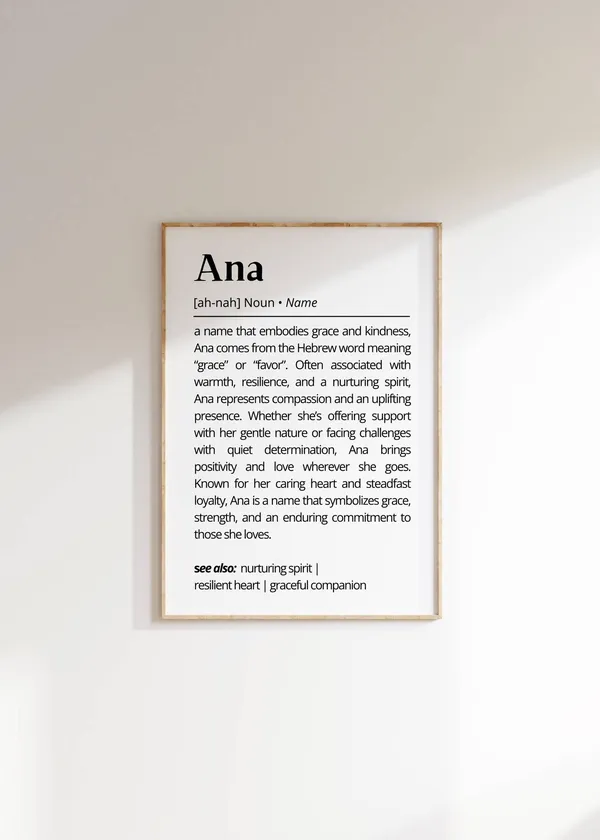 Ana Name Definition Personalized Minimalist Art Print