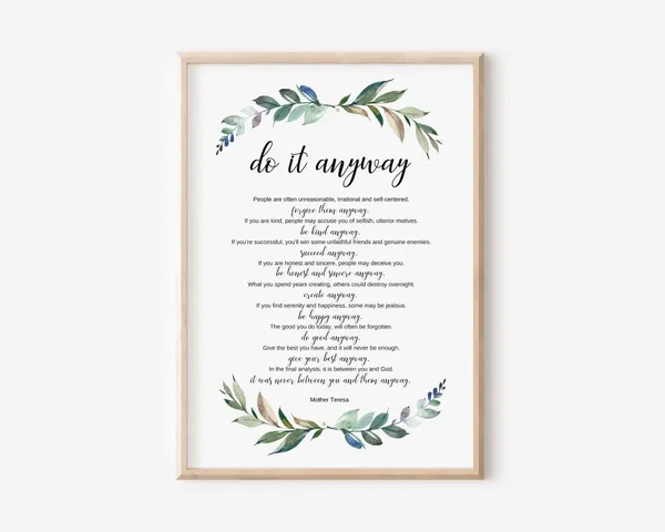 Do It Anyway Quote, Minimalist Typography Art Print