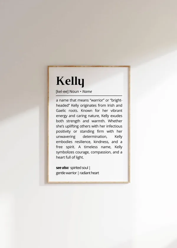 Kelly Name Definition Art Print, Personalized Typography