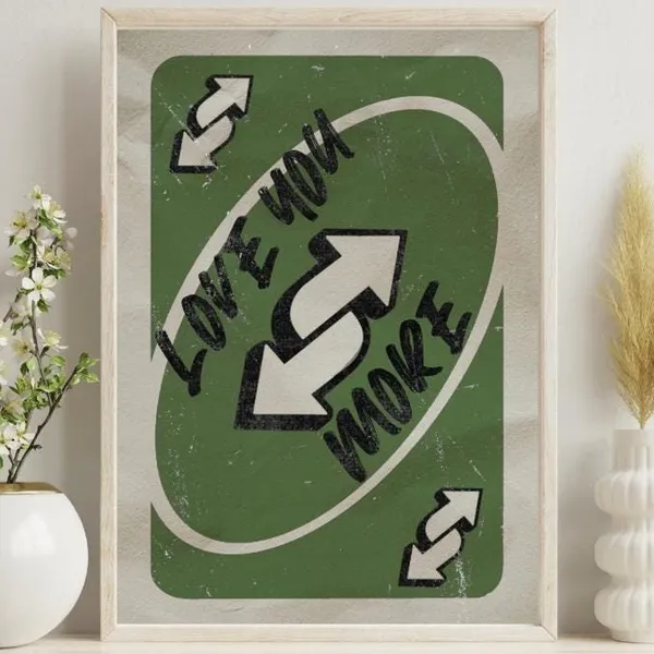 Love You More Playing Card Poster, Retro Green