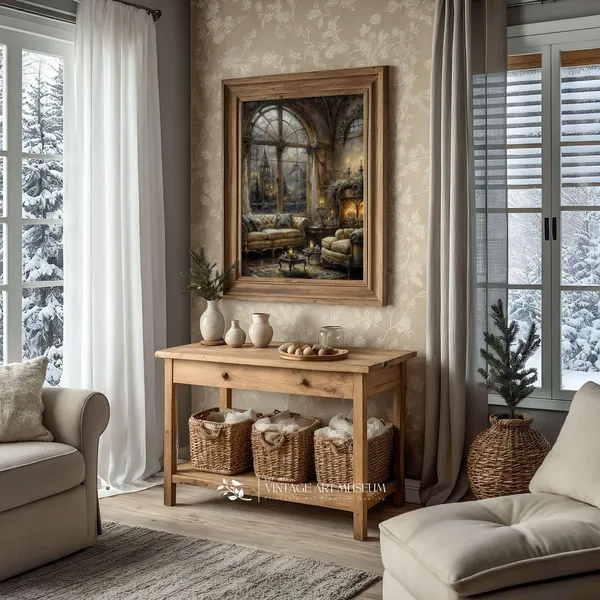 Vintage Winter Oil-Painting-Style Art Print