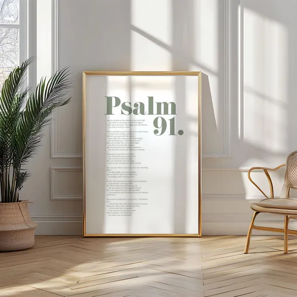 Psalm 91 Scripture Poster, Christian Wall Art