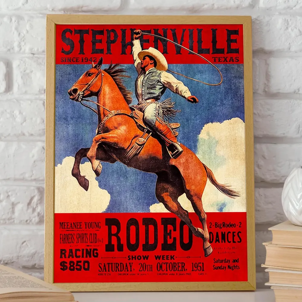 Cowboy and Horse, Stephenville Texas Rodeo Poster - Image 2