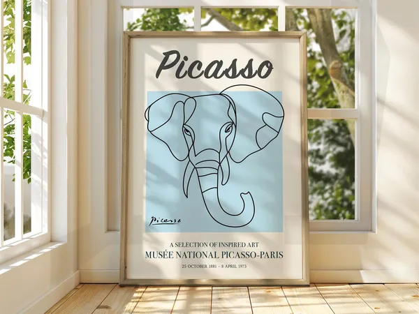 Pablo Picasso Art Exhibition Poster, Classic Elephant