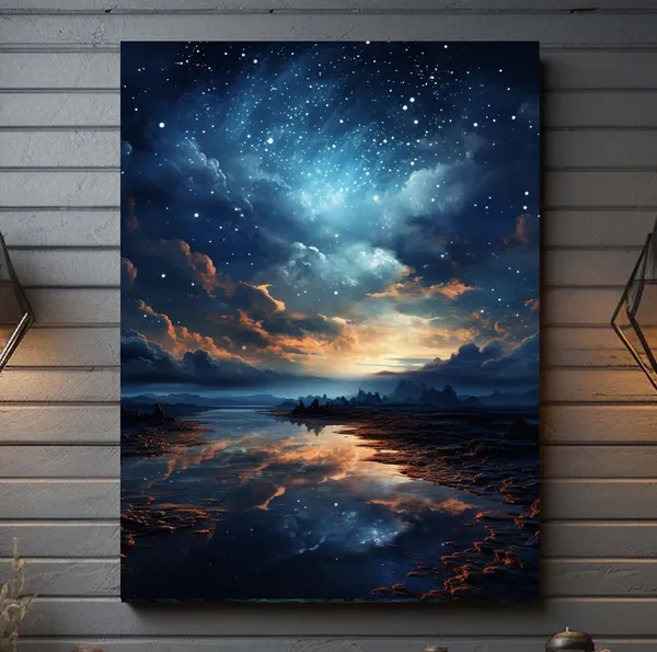 Mystical Night Sky Art Print, Starry Sky Scenery