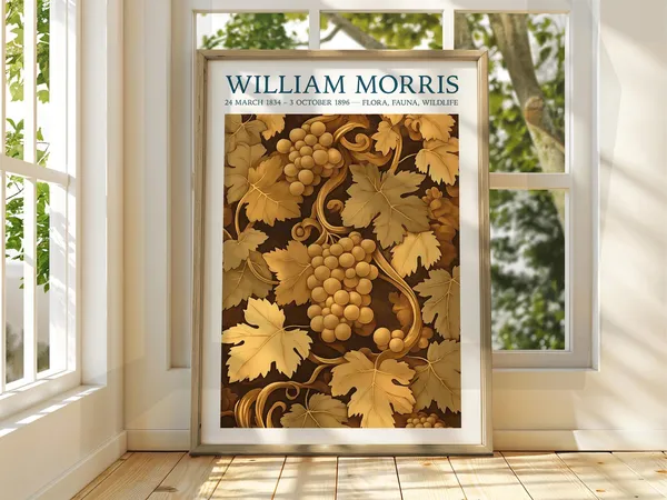 William Morris Style Autumn Leaves Art Print, Floral
