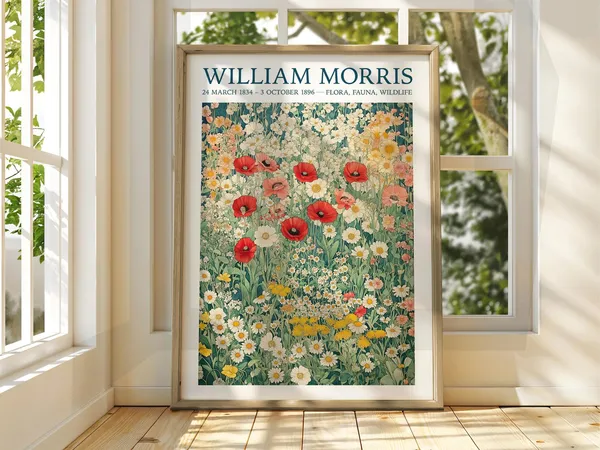 William Morris Style Autumn Forest Travel Poster