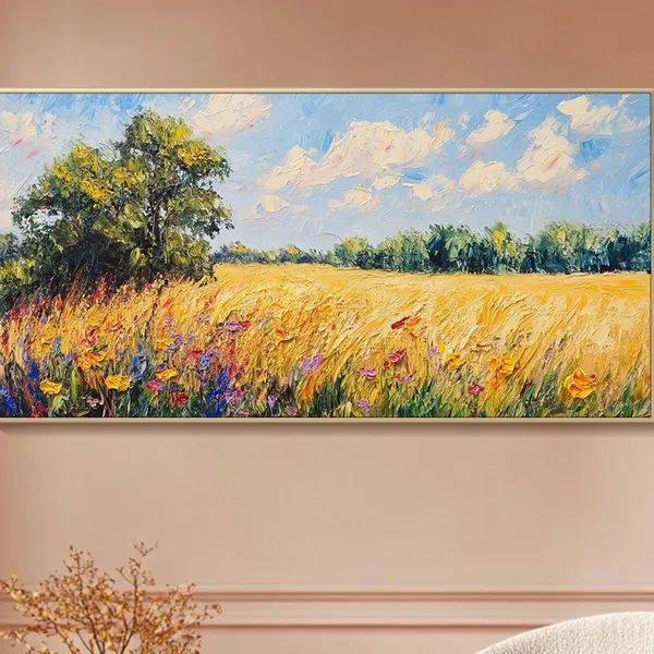 Golden Wheat Field, Oil-Painting-Style Art Print