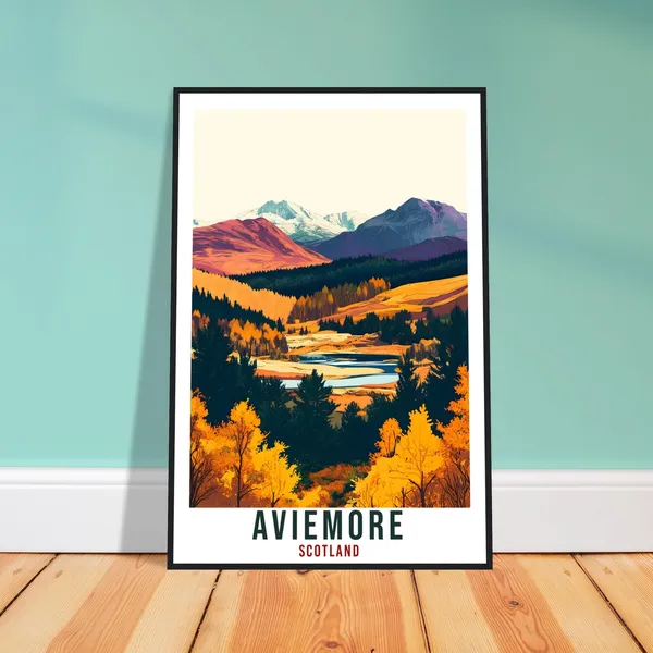 Aviemore Travel Poster, Scotland Home Decor