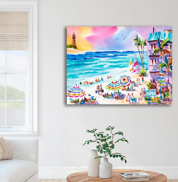 Fort Myers Beach Lighthouse Watercolor, Ellen Negley Art Print