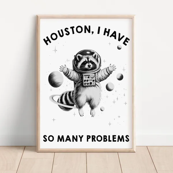 Funny Space Racoon Houston Problems Poster Print