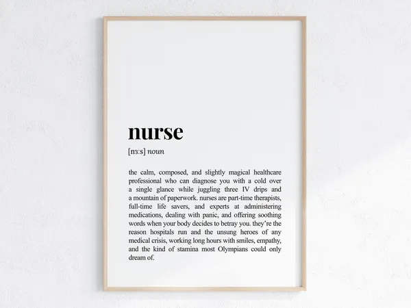 Nurse Definition Funny Gift Poster, Sarcastic Dictionary