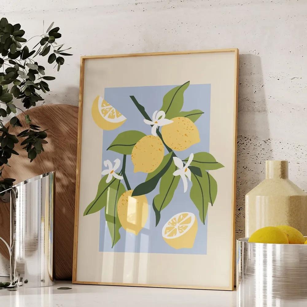 Lemons Fruit Market Kitchen Poster Print