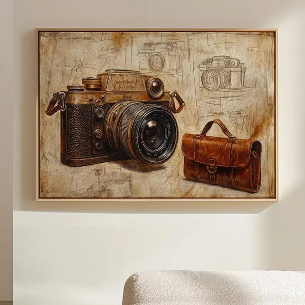 Rustic Vintage Camera And Leather Bag Art Print