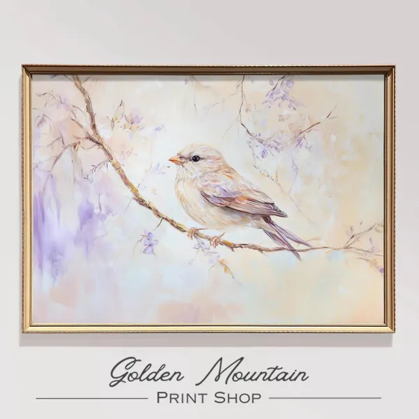 Spring Bird Floral Oil Painting Vintage Bird Art Print