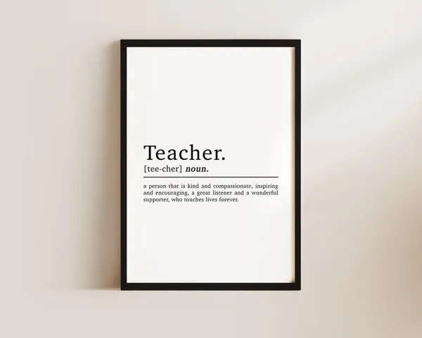 Teacher Definition Thank You Typography Art Print