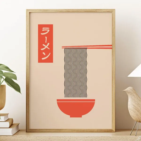 Ramen Noodle Vintage Poster, Japanese Culture Print