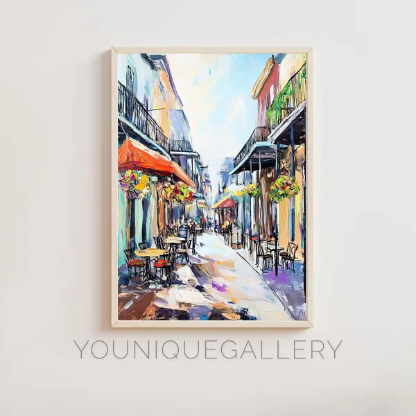 New Orleans French Quarter Travel Poster, Street Scene