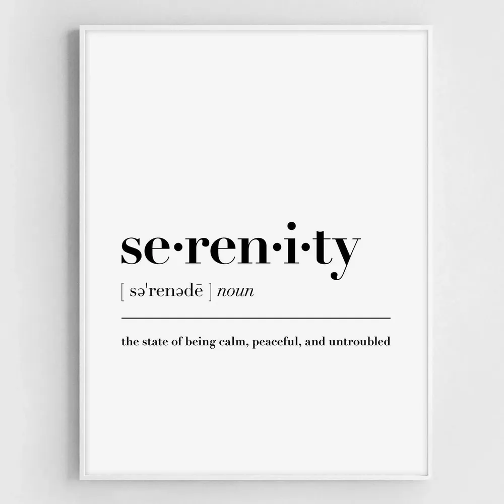 Serenity Definition Print, Modern Typography Art