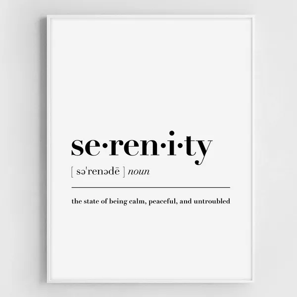 Serenity Definition Print, Modern Typography Art