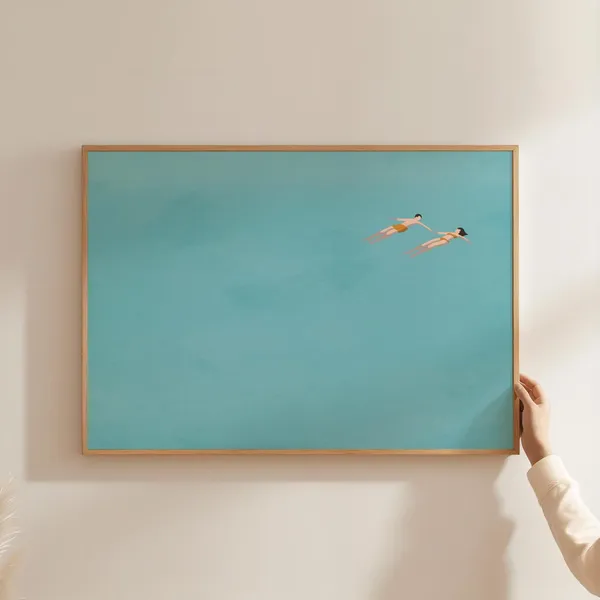 Man And Woman Floating In Pool Art Print