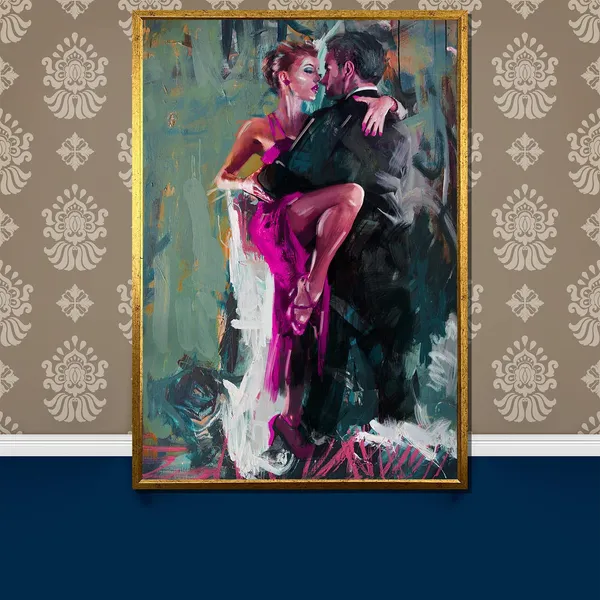 Elegant Tango Couple Painting, Modern Dance Art Print
