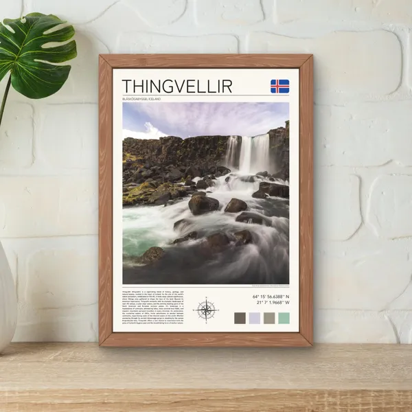 Thingvellir National Park and Oxararfoss Art Print