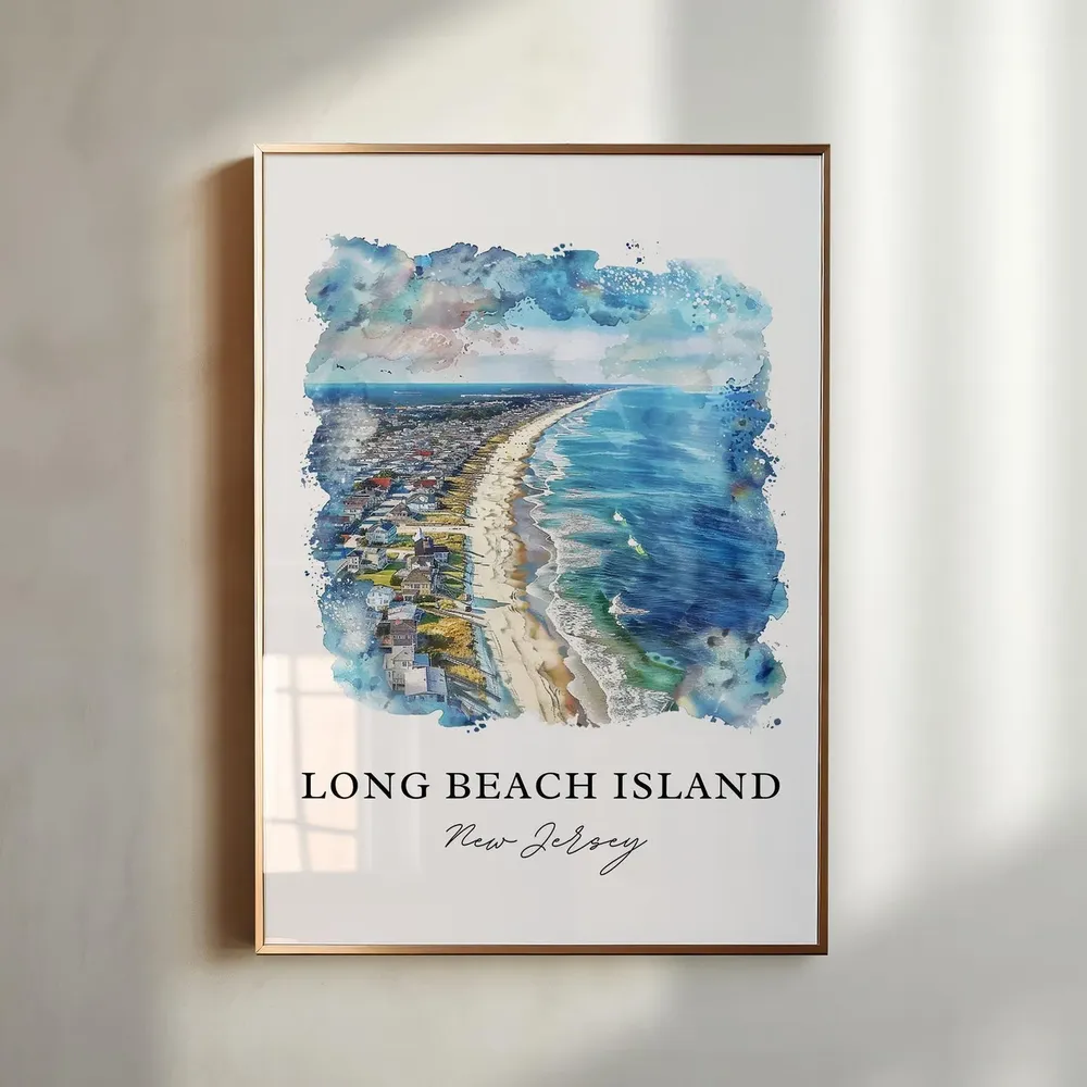 Long Beach Island Watercolor Travel Poster