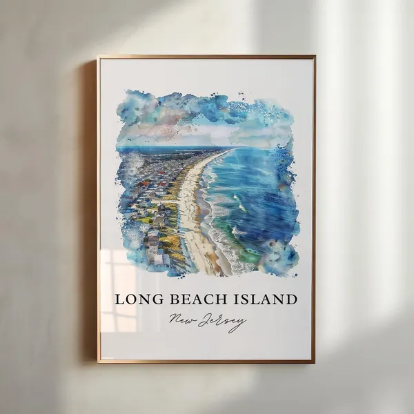 Long Beach Island Watercolor Travel Poster