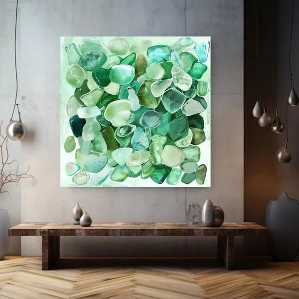 Seaglass Coastal Wall Art, Ocean Watercolor Print