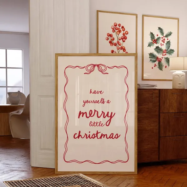 Merry Christmas Quote Poster, Minimalist Holiday Decor