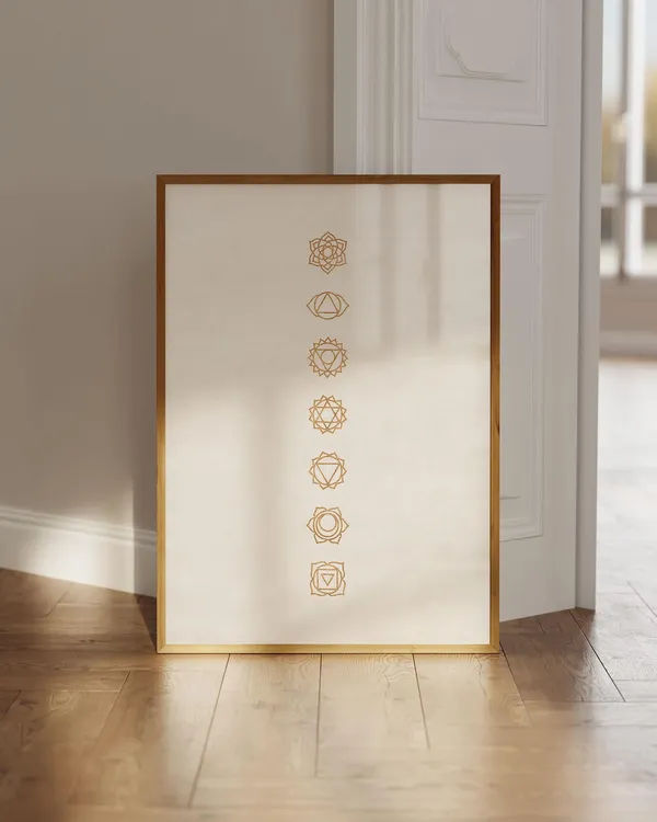 Minimalist Chakra Poster, Gold Yoga Art Print