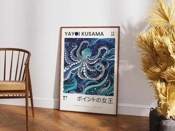 Yayoi Kusama Octopus Art Print, Japandi Decor