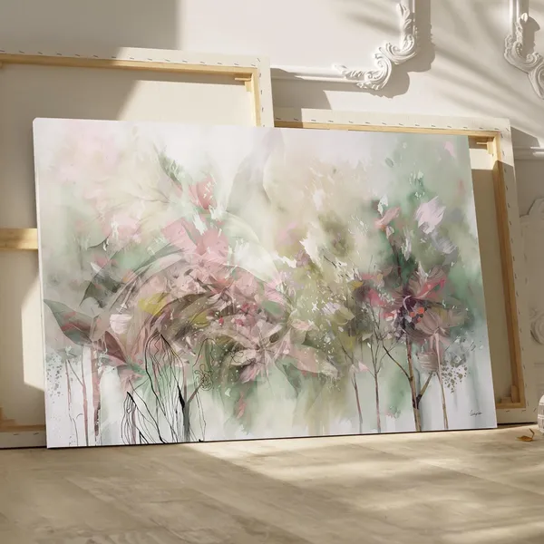 Abstract Forest Trees Watercolor Art Print, Farmhouse Decor