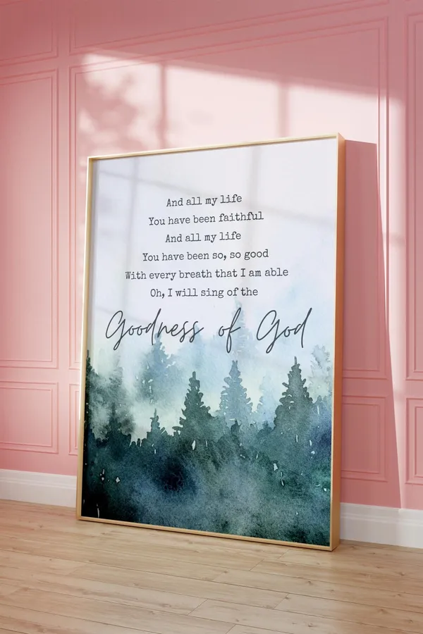 Goodness Of God Lyric Christian Wall Decor, Praise Song