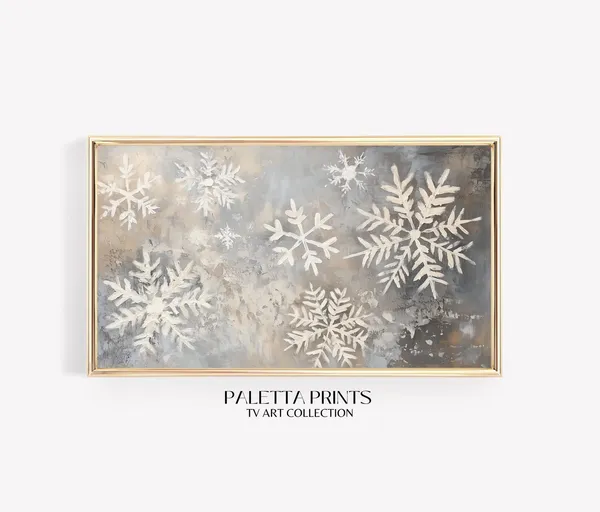 Neutral Snowflake Christmas Art Print, Minimal Holiday