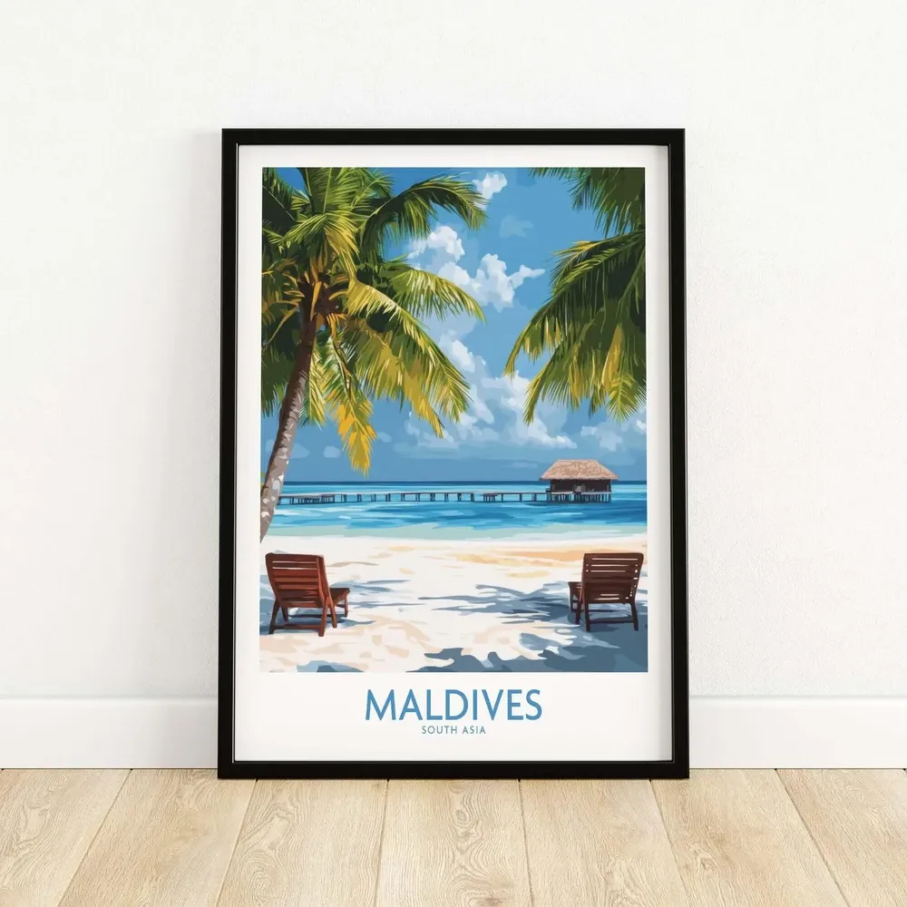 Maldives Travel Poster, Beach Wall Art - Image 5