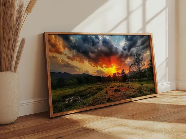 Sunset Over Texas Landscape Art Print, Photography Style