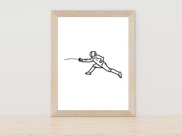 Fencing Line Art Minimalist Fencer Art Print