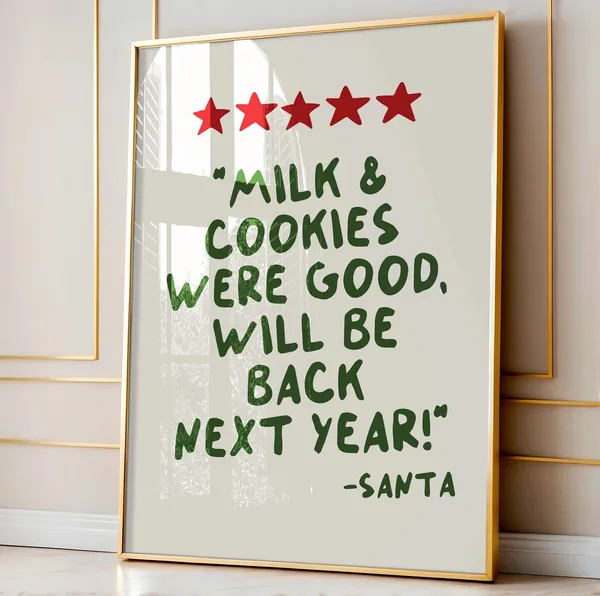 Funny Christmas Decor Review Sign Poster, Kitchen Wall Art