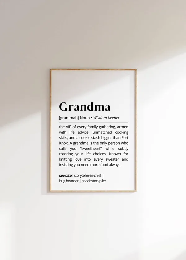 Grandma Definition Minimalist Typography Art Print