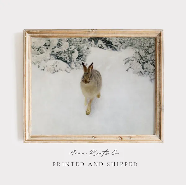 Hare In A Snowy Landscape, Vintage Winter Print
