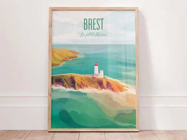 Brest France Poster, Brittany Coast Travel Poster