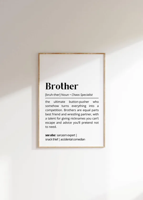 Brother Definition Personalized Minimalist Art Print