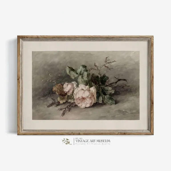 Rose Print Vintage Floral Watercolor Art Print