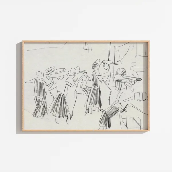 Vintage Black Ink Abstract Sketch Art Print