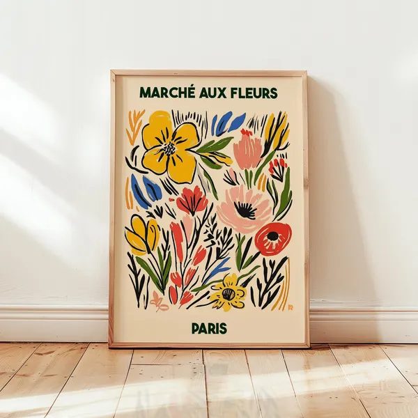 Paris March Aux Fleurs Vintage Floral Poster