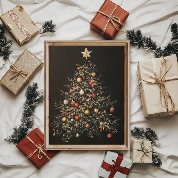 Christmas Tree Dark Academia Wall Art Print